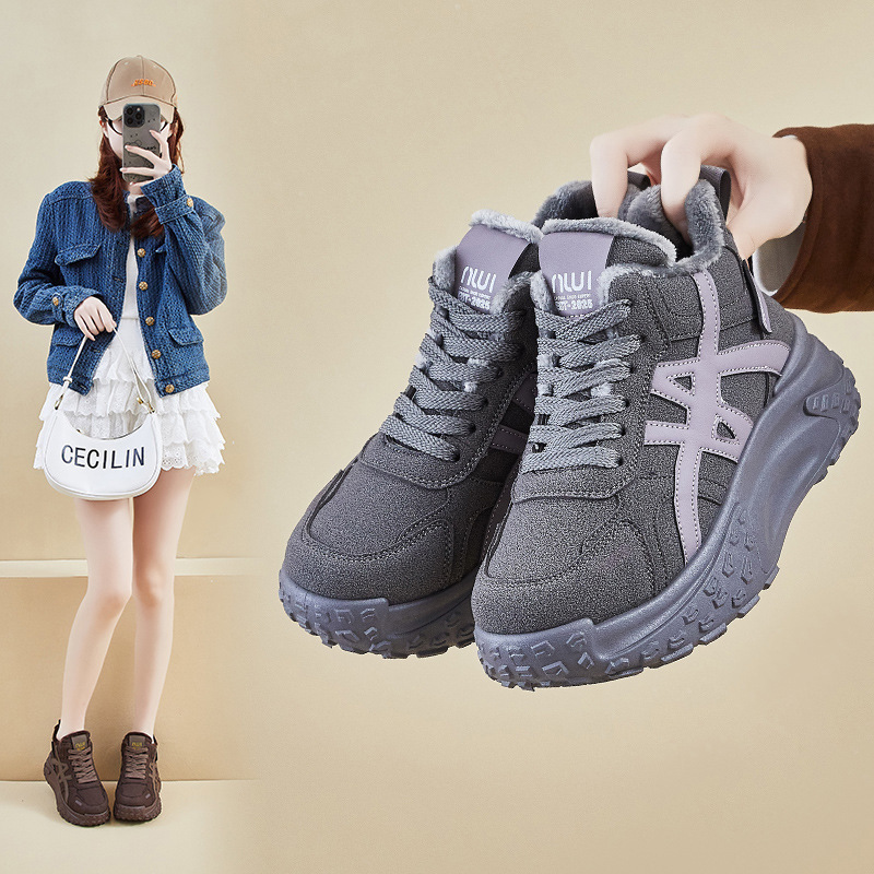 2025 New Korean Style Ins Style Cute Female Dad Shoes Autum Thick Sole Heightening Student Running Sports Casual Shoes