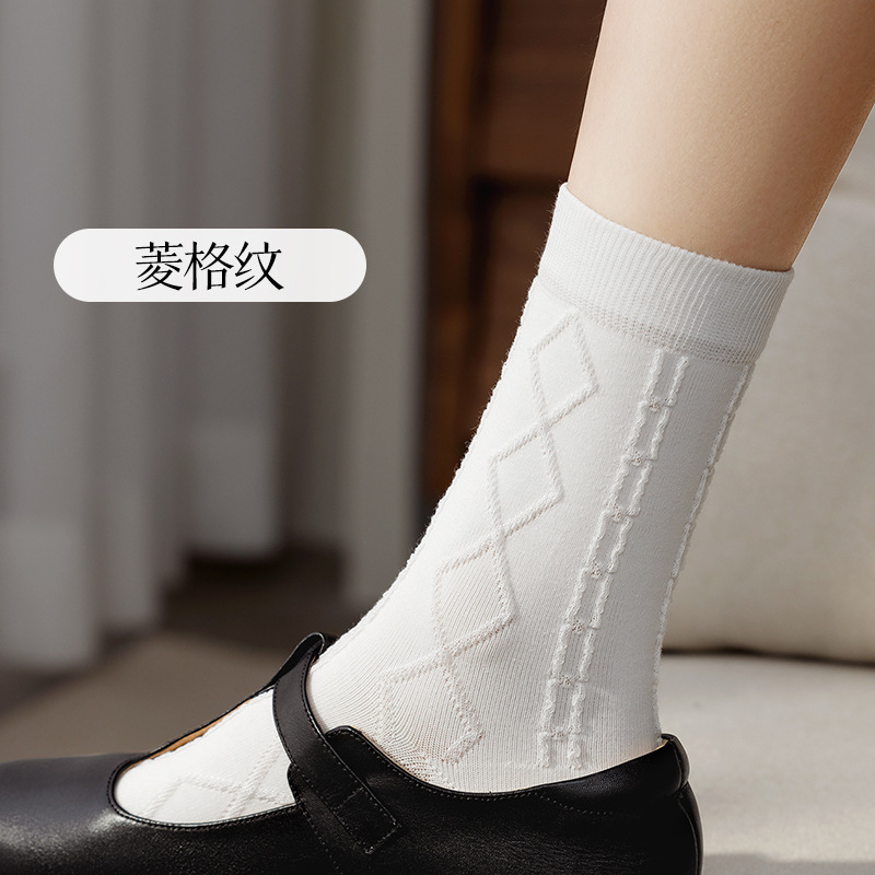 【100%棉】袜子女中筒袜纯棉秋冬季堆堆袜全棉小白袜诸暨袜子批发|undefined
