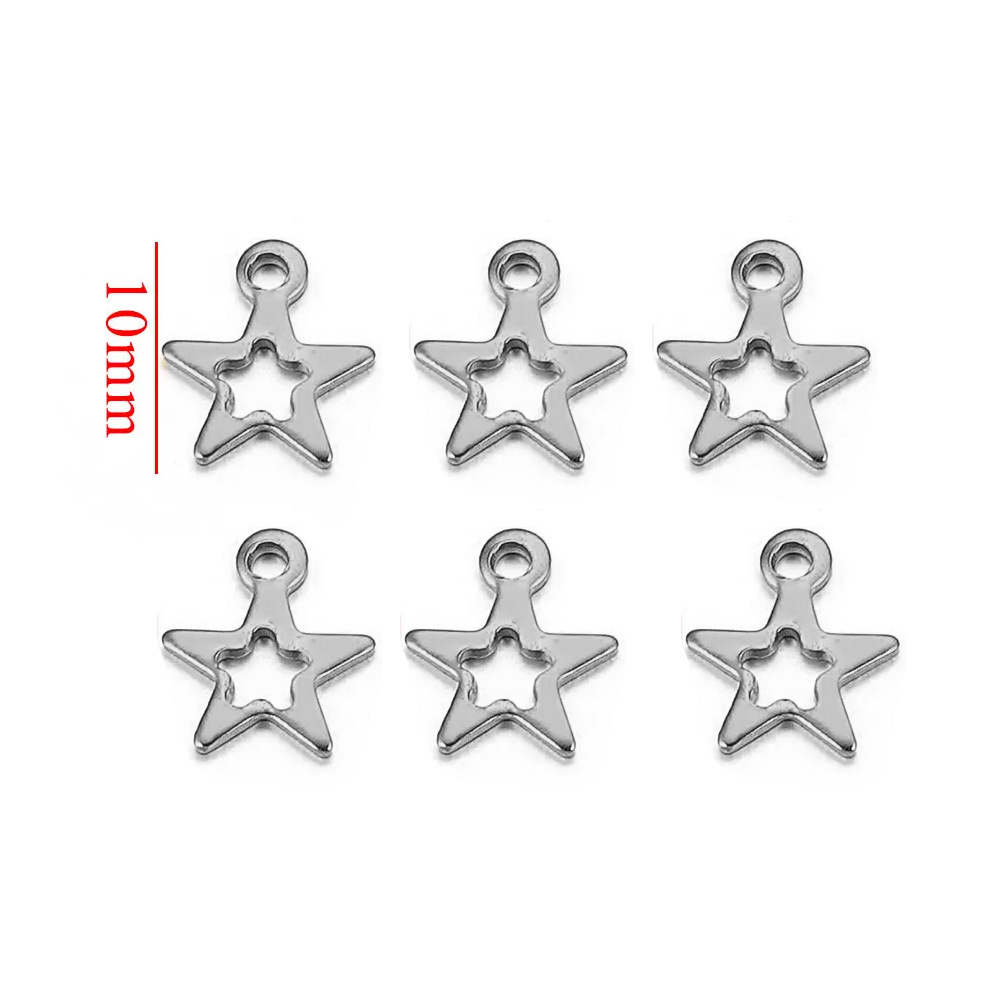 Acero inoxidable estrella de cinco puntas luna cielo etiqueta pequeña estrella colgante DIY collar hecho a mano accesorios de joyería pieza