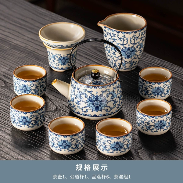 Beige Ru Kiln (Prosperity) 10-piece set of 6 cups and kettles