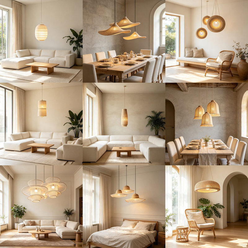New cross-border concept models of various cotton rope and hemp rope lampshades, bohemian style, for creating an atmospheric ambiance in cafes and homes