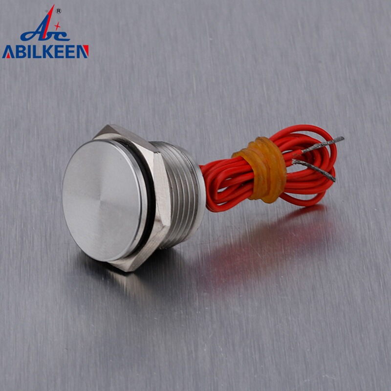 Wholesale custom 16mm flat head self-locking metal piezoelectric switch IP68 high waterproof stainless steel pressure sensor switch