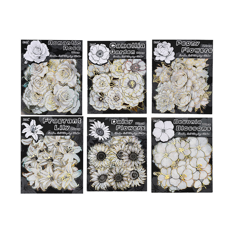 Flower Fragrant Manyuan Paquete de pegatinas de flores de bronceado tridimensional Pete impermeable Cuenta de mano transfronteriza Collage de bricolaje Material de decoración Pegatinas