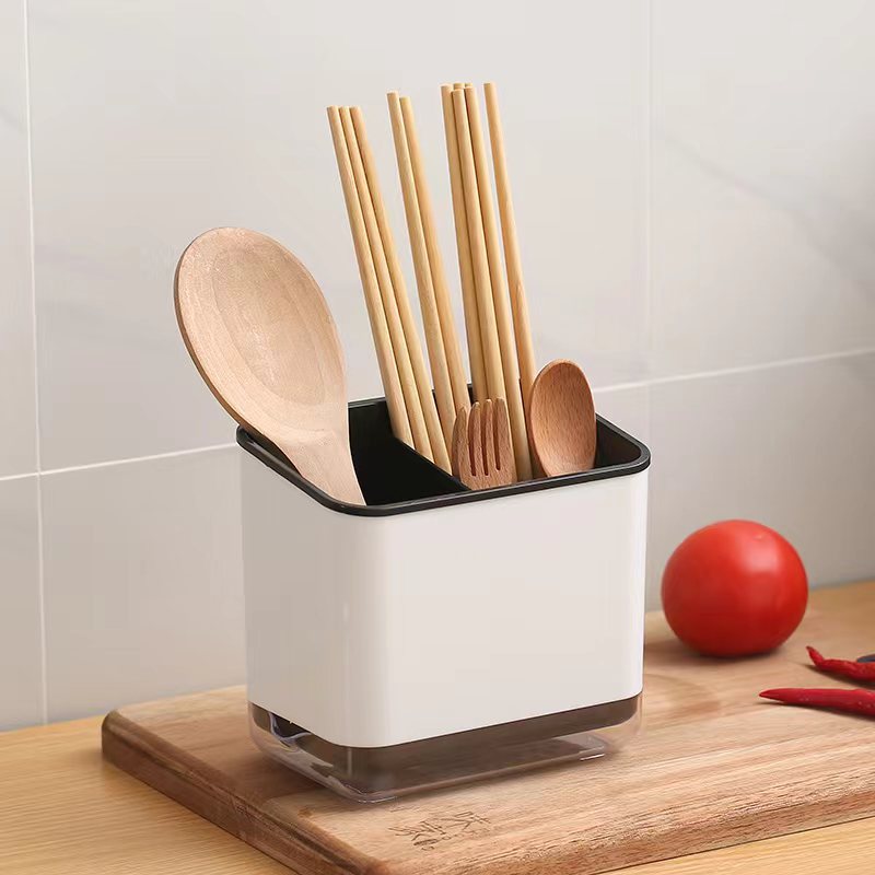 キッチン収納グッズ 水切りトレイ付き箸立て 多機能食器収納ラック 家庭用防カビ箸筒