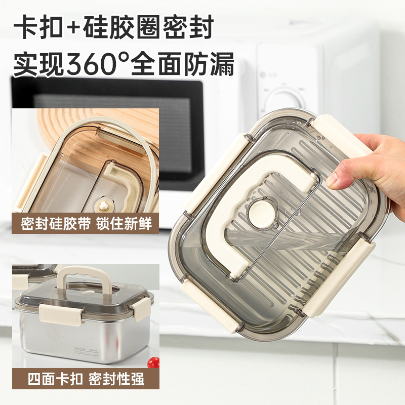 ステンレス製鮮度保持ボックス、ハンドル付き食品グレードの学生弁当箱、電子レンジ弁当箱、冷蔵庫専用フルーツボックス|undefined