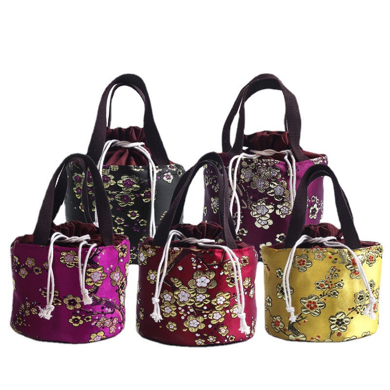 布艺收纳袋一壶四杯碎花棉麻布袋茶具手提袋便携茶壶布包创意厂家