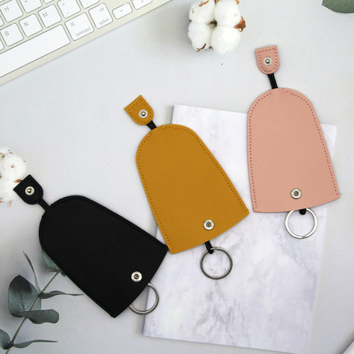 Car key chain leather sleeve pull-out key pouch home lock key organizer car key chain protective cover