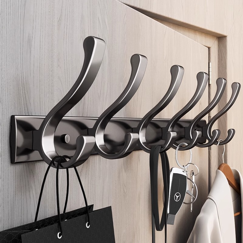 Wall-Mounted Coat Hook Behind the Door, No-Drill Entryway Adhesive Hook, Heavy-Duty Coat and Hat Hook