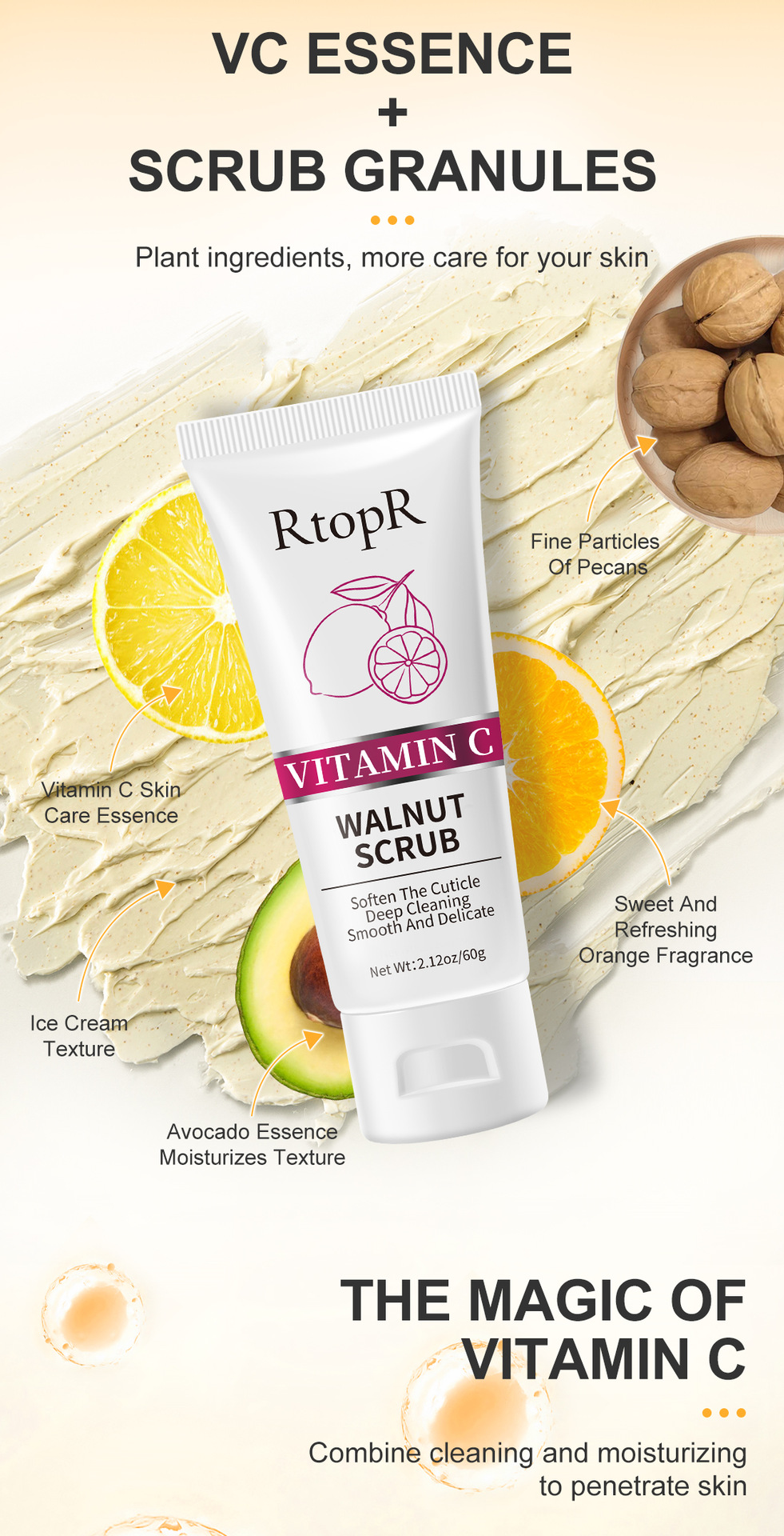 RtopR Vitamin C Walnut Scrub RtopR050 Cross-border Edition undefined