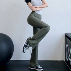 Women's Loose Wide-Leg High-Waist Booty Lift Fitness Tights with Nudeness and Relaxed Running Bell Bottoms - New Autumn Collection