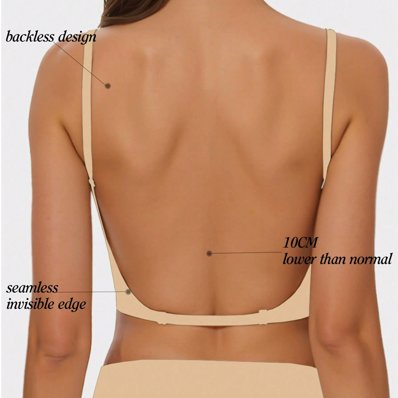 إUnderwear, push up bra, top with cups, European style, backless, beautiful back