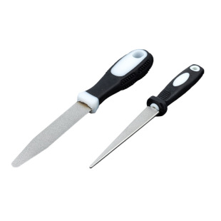 Double color handle diamond sharpening stone 14 mm45# steel kitchen knife specifications diverse double color handle diamond sharpening knife