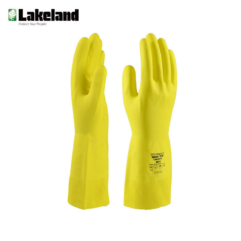 LAKELAND 雷克兰ER18F手套 耐酸碱劳保工业加厚天然橡胶防化手套