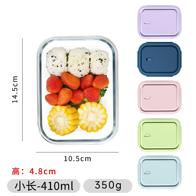 Caja de almuerzo de vidrio refrigerador almacenamiento tazón de preservación con cubierta caja de sellado de microondas caja de bento estudiante tazón de fideos de gran capacidad