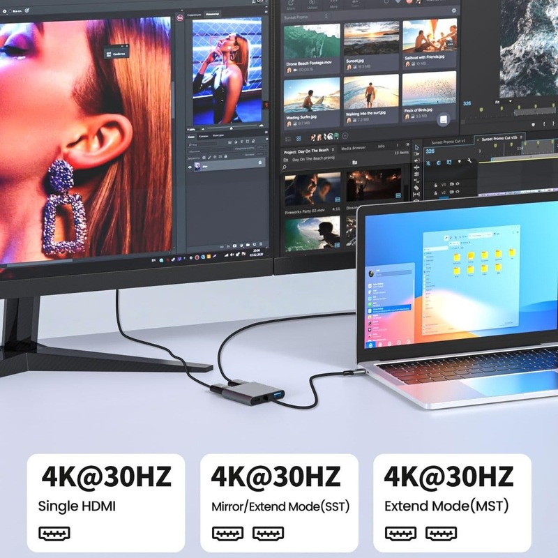 Typec四合一二重スクリーン異顕usb拡張ドック携帯電話タブレットSwitch携帯電話4in1拡張ドック|undefined