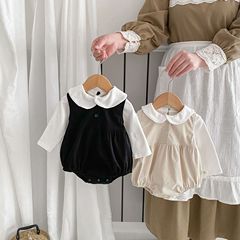 嬰兒夏季男女寶寶純色無袖連體哈衣夏潮搭小童純色韓系休閒爬爬服