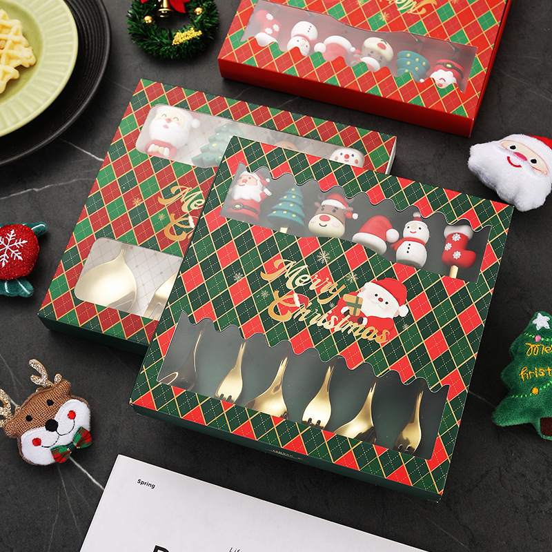 Cross-Border Christmas Spoon and Fork Stainless Steel Tableware Santa Tree Dessert Spoon Cartoon Creative Christmas Gift Set Cross-Border Christmas Spoon and Fork Stainless Steel Tableware Santa Tree Dessert Spoon Cartoon Creative Christmas Gift Set