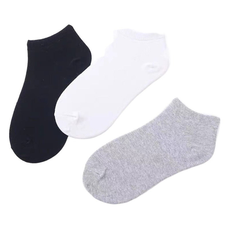 Calcetines de hombre y mujer Calcetines negro blanco gris Four Seasons calcetines de tobillo calcetines de alfombra desechables calcetines de pie de corte bajo de color sólido al por mayor