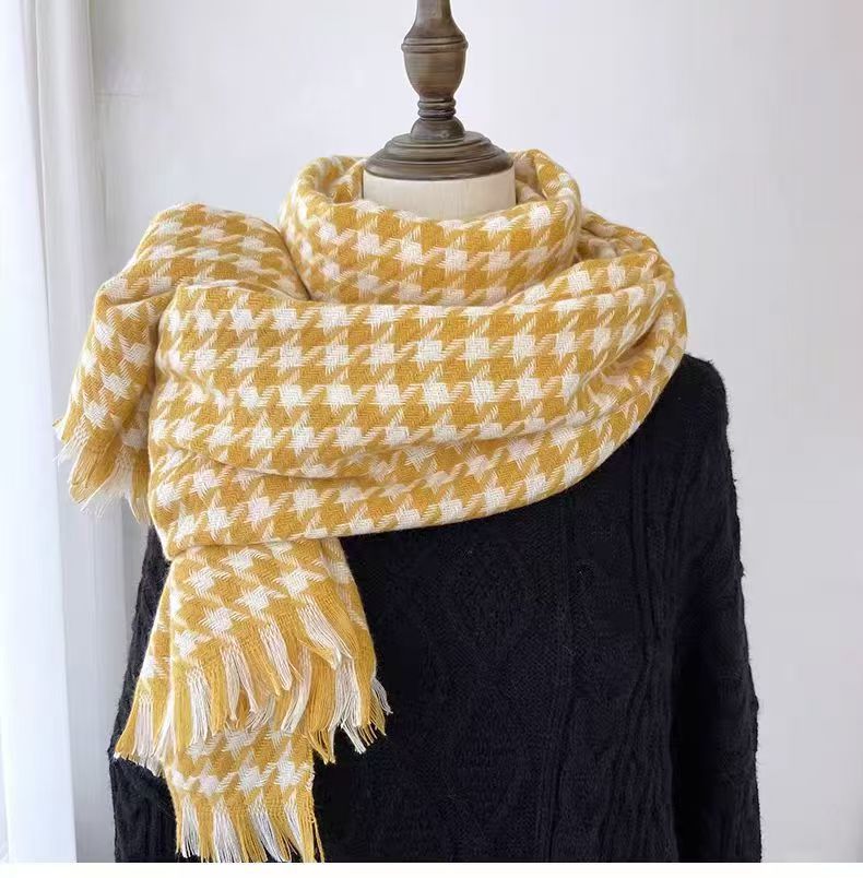 Invierno nuevo bufandas a cuadros de cachemira suave pegajosa flange collar retro grueso calentamiento al por mayor