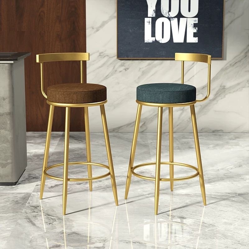 Nordic Bar Chair for Home Use, Light Luxury High Stool, Front Desk High Chair, Trendy Milk Tea Shop, Eyeglasses Store, Backrest Bar Chair
