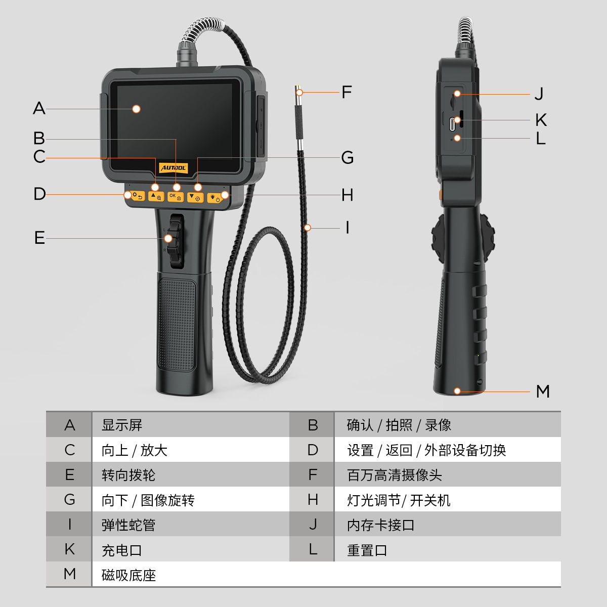 Autool Svb208 Mobile Phone Endoscope 210 Rotating Waterproof and Oil-Proof Engine Carbon Deposit Detection Probe Auto Repair