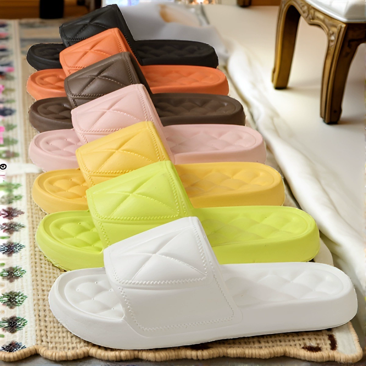 Shangchao летняя домашняя крытая тапочки EVA Толстая подошва стукается на фекалии