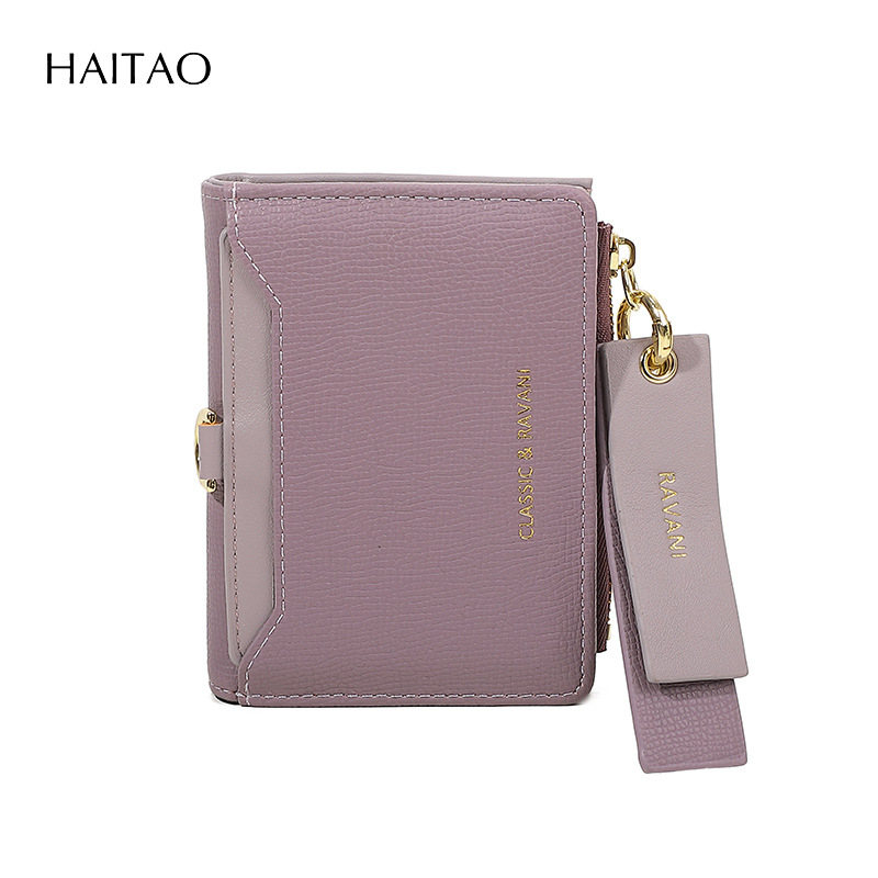 2025 nuevo tipo de bolso con tarjetas se puede colgar sin cuerdas, cartera corta doblada dos veces, bolso de cambio, bolso de tarjetas, viento