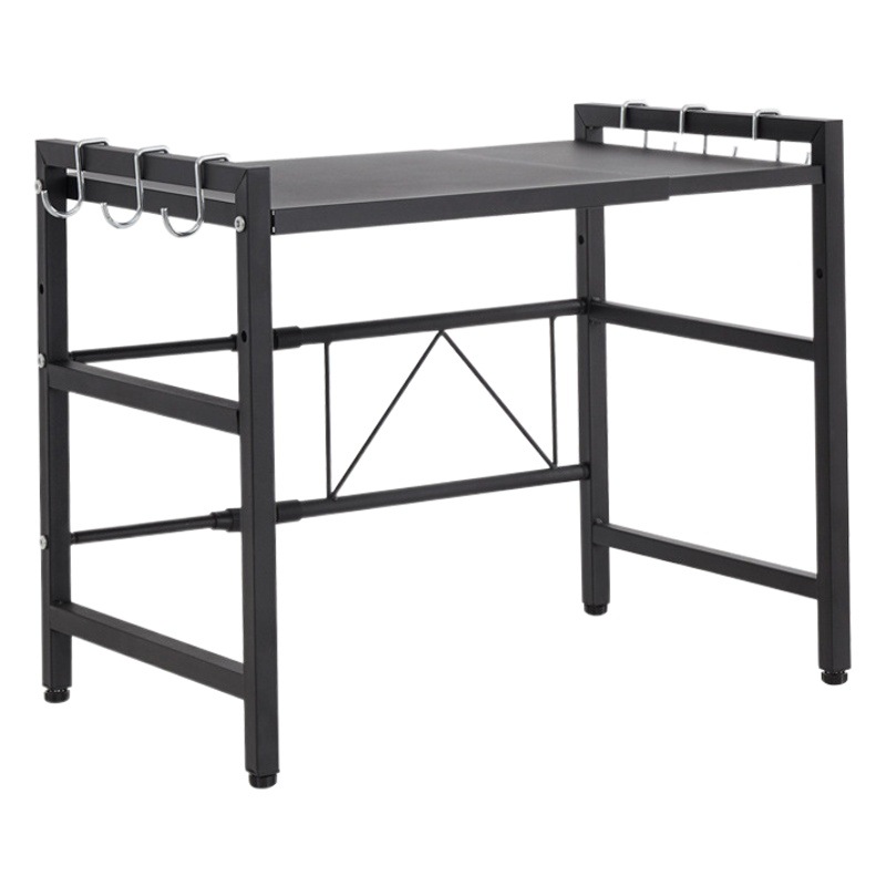 Hogar cocina retráctil rack de almacenamiento de metal de múltiples capas encimera rack de almacenamiento horno de microondas horno rack con gancho