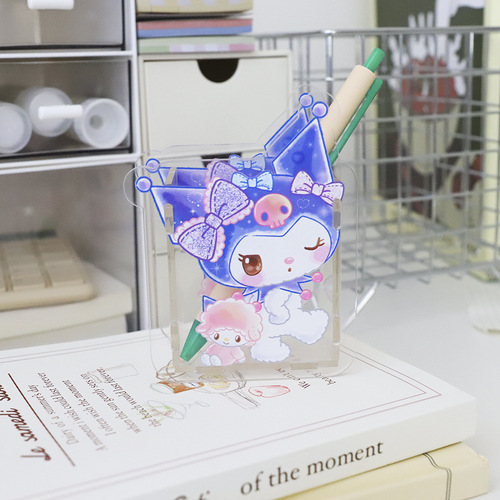 Student desktop decorations stationery storage box cute girly heart acrylic transparent pen holder makeup brush cute pen holder