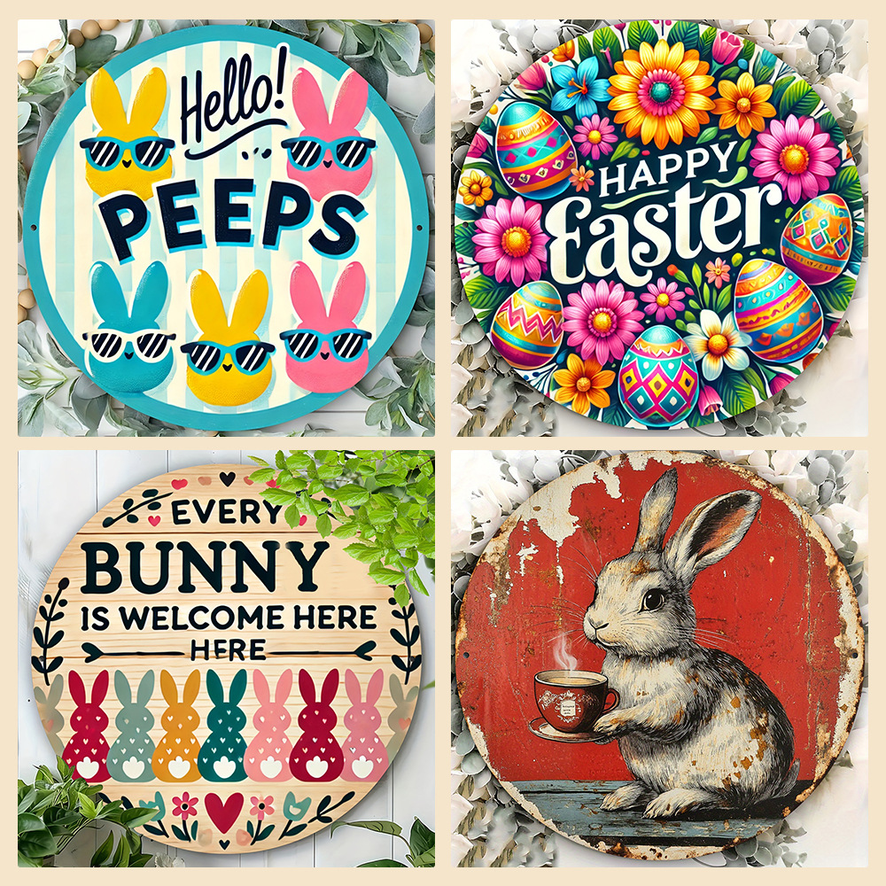 Colgantes en stock Pascua serie de decoración colgantes de madera fiesta decorativa huevo de conejo redondo