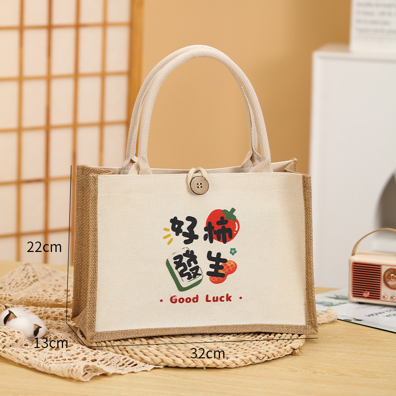 Nuevo bolso de lino estudiante caja de almuerzo ropa de protección del medio ambiente compras bolso ojo bolsa de lino bolso de lona