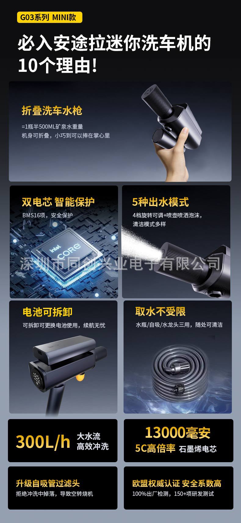 Brushless Car Washing Machine, High-Pressure Water Gun, Household Electric Lithium Battery 2026 New Model Cleaning Machine, Powerful Booster Device
