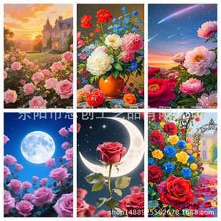 1268-1303 Handmade DIY Diamond Sticker Landscape Flower Diamond Painting Cartoon Conan Great Wall Hanging Living Room