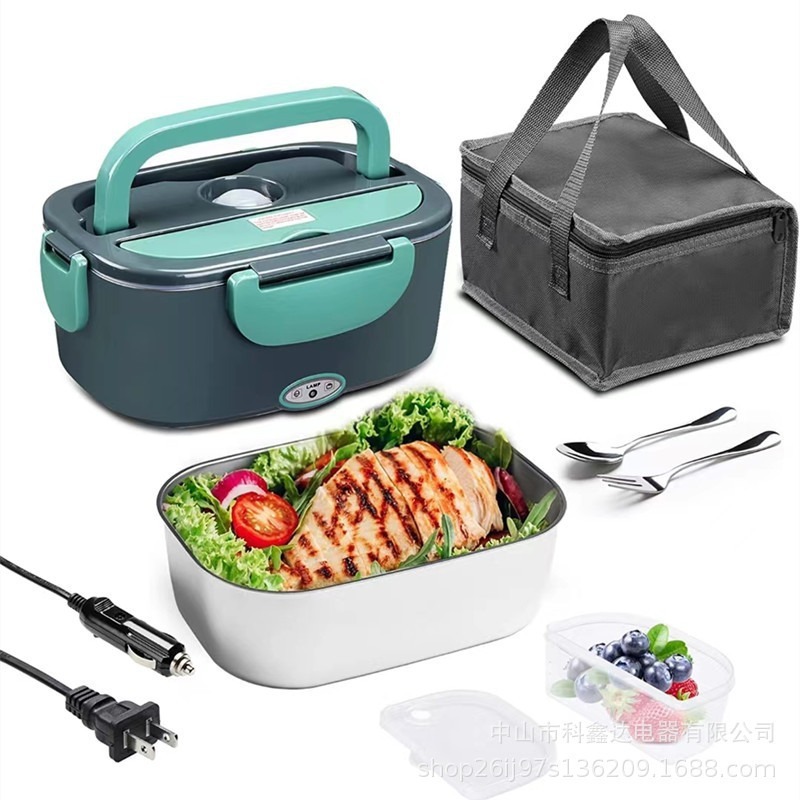 Nueva 1.5L de alta potencia eléctrica aislamiento térmico calefacción caja de almuerzo hogar coche de doble uso caja de almuerzo de acero inoxidable transfronteriza caliente