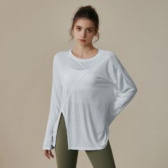 瑜伽服T恤女秋季感寬鬆顯瘦運動罩衫普拉提訓練健身長袖
