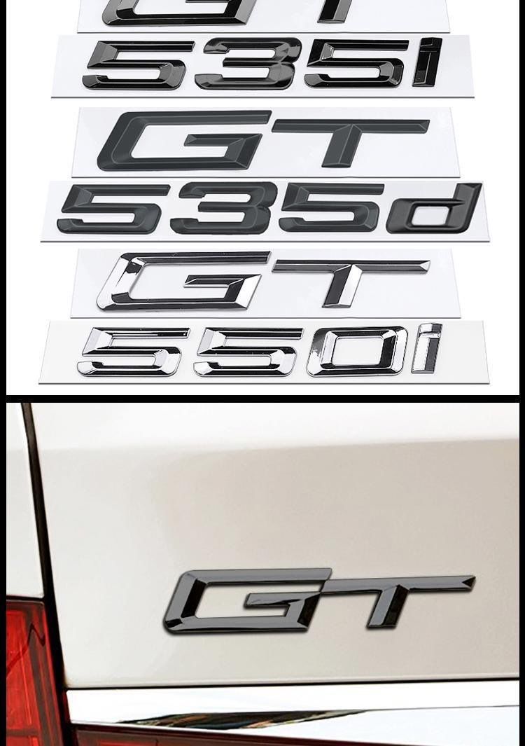 BMW 5 Series GT emblem, GT 528I, 535I, 535d, 550i rear badge, XD black emblem, sticker