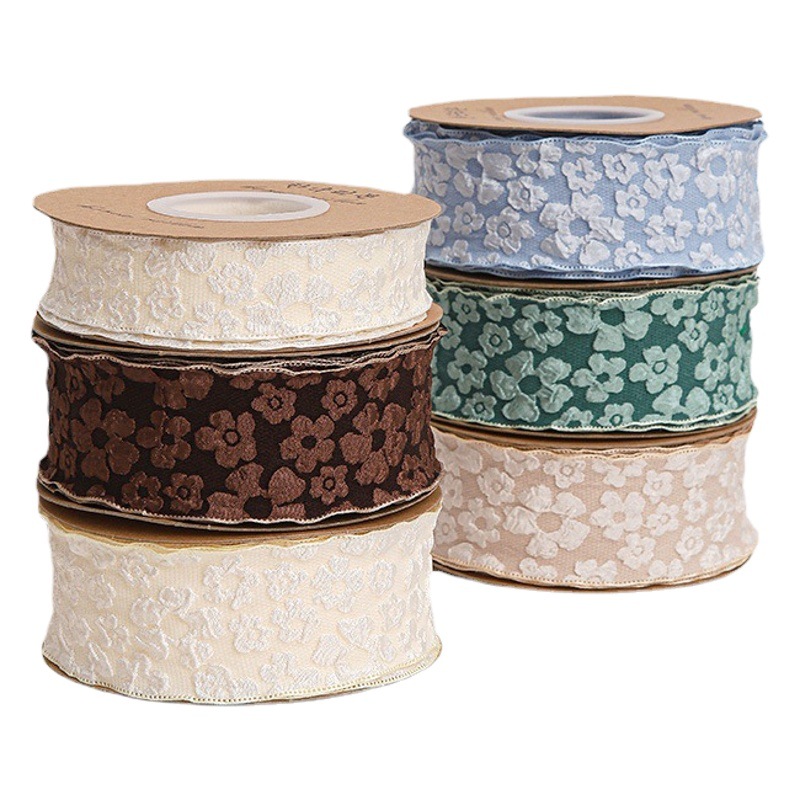2,5 cm ramo decoración encaje cinta flor embalaje en relieve flor cinta flor tienda Educación material de embalaje al por mayor