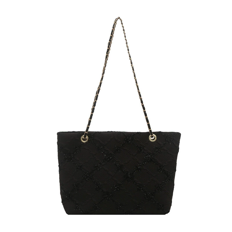 Handheld shoulder bag, quilted texture, chain strap — summer style, 4 colors