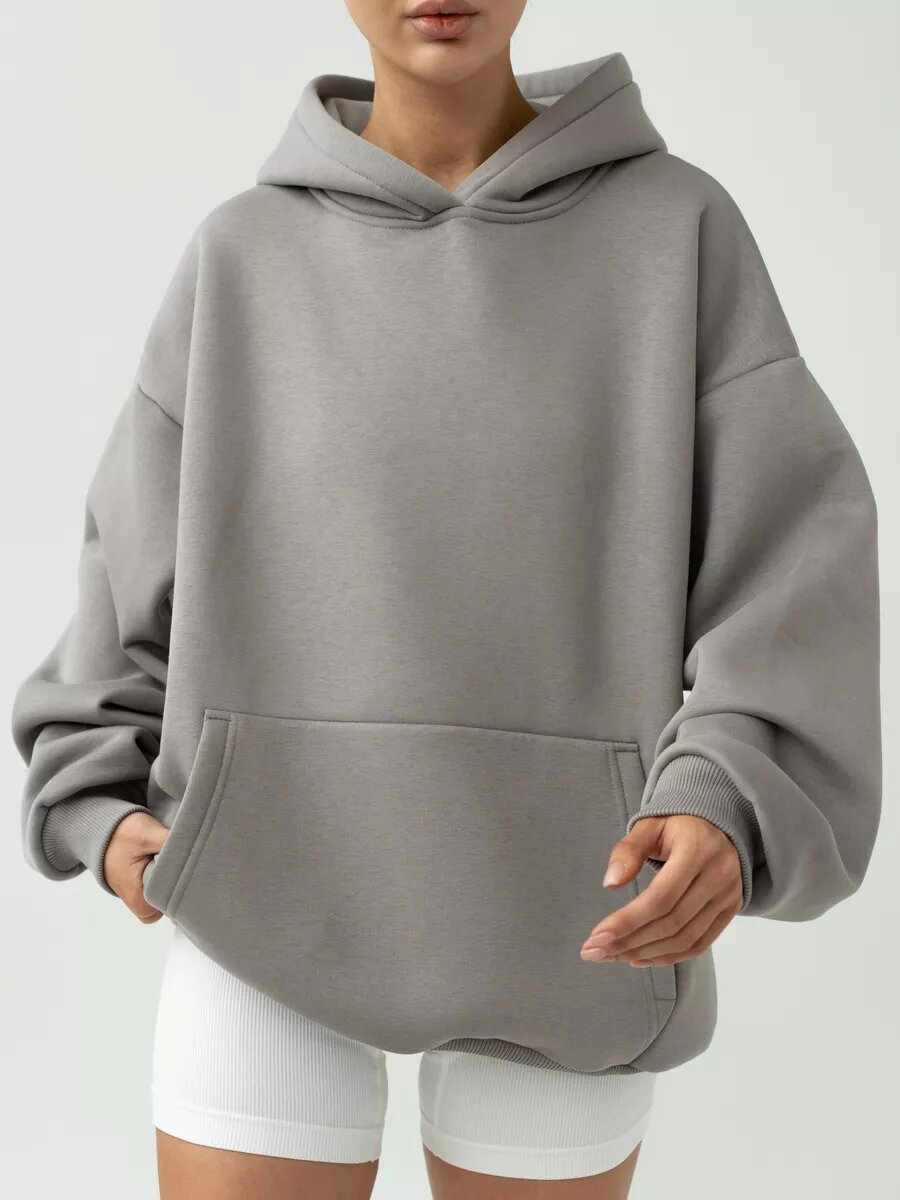 Women's Oversized Hooded Sweatshirt With Pockets And Long Sleeves_voghion.com
