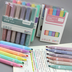 Salt-based sweet macaron color jelly color Morandi color highlighter 6-color set triangle pen barrel round barrel mark