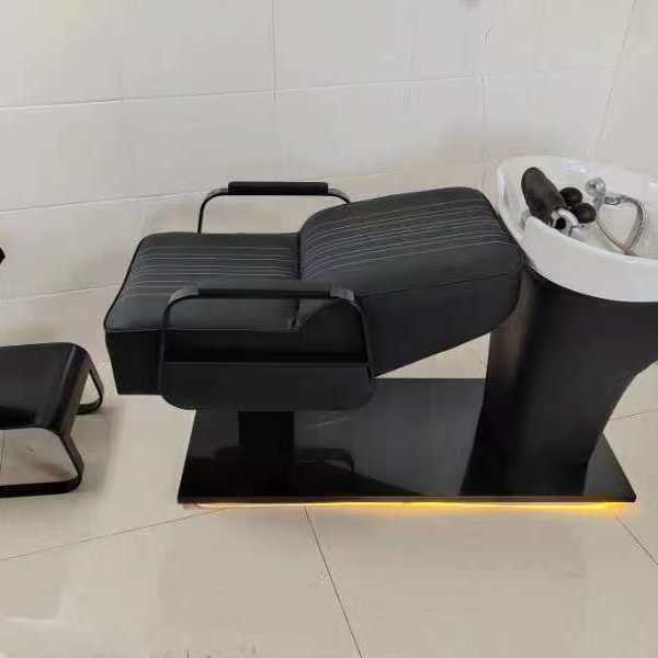 Barbería de celebridades de Internet, cama de champú, peluquería, lavabo profundo de cerámica, peluquería, cama de descarga, cama de masaje semi-reclinada, estándar oficial