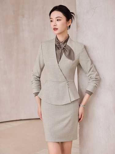 Professional temperament goddess Fan Long-sleeved beauty salon front desk fashion hotel manager sales department jewelry store work clothes 1511