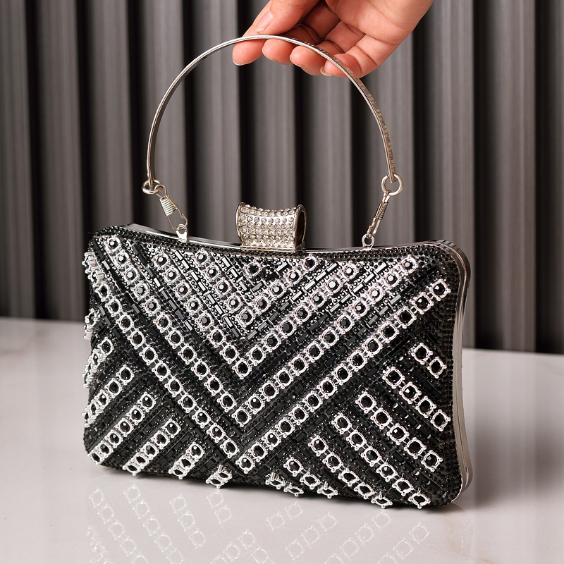 Bolso de cena de diamantes con incrustaciones de estilo explosivo, bolso de banquete de alta gama de color, bolso de diamantes de imitación de moda europea y americana, bolso de comercio electrónico transfronterizo para mujer