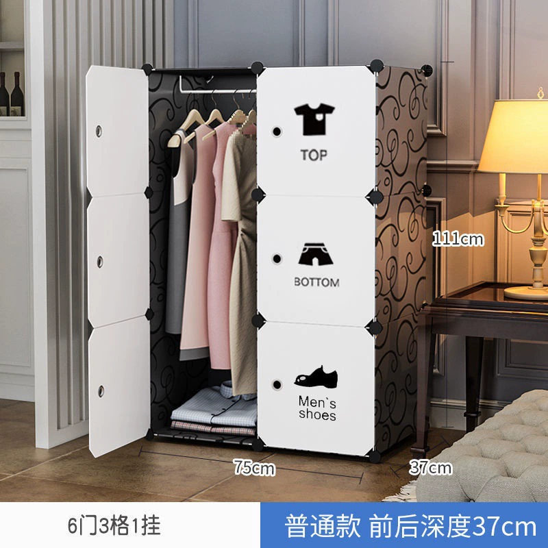 Modular Wardrobe, foldable plastic-cloth panels, multiple door configurations, assembly storage