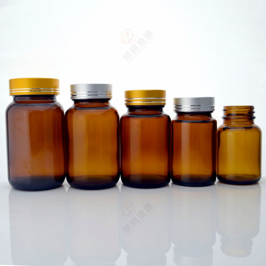 多规格棕色广口瓶 茶色大口胶囊含片压片糖果包装瓶 广口玻璃瓶