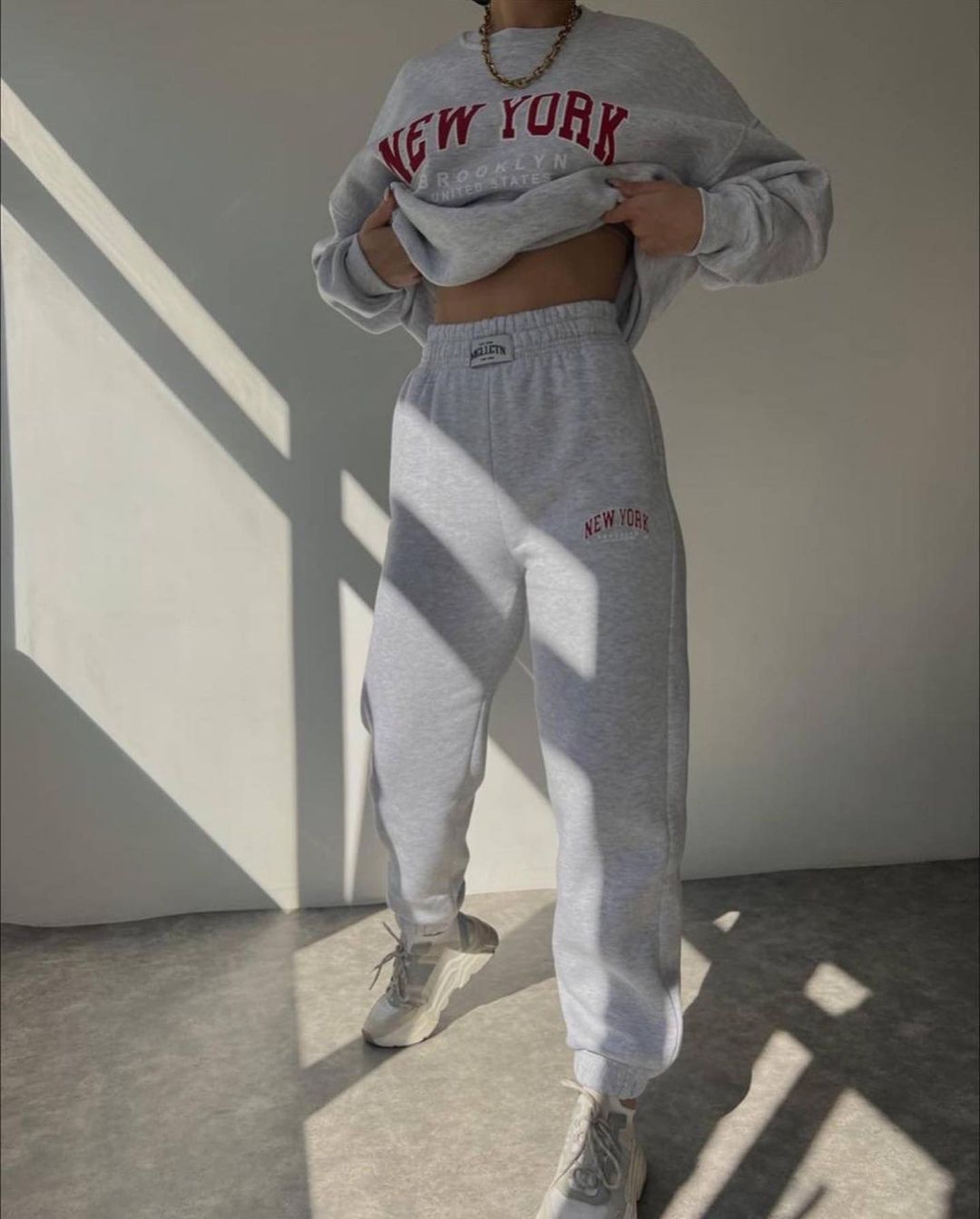 Daily, Street Occasion Round Neck Neckline Warm Function Women's Hoodies Sets Long Sleeve Printing Casual Letter