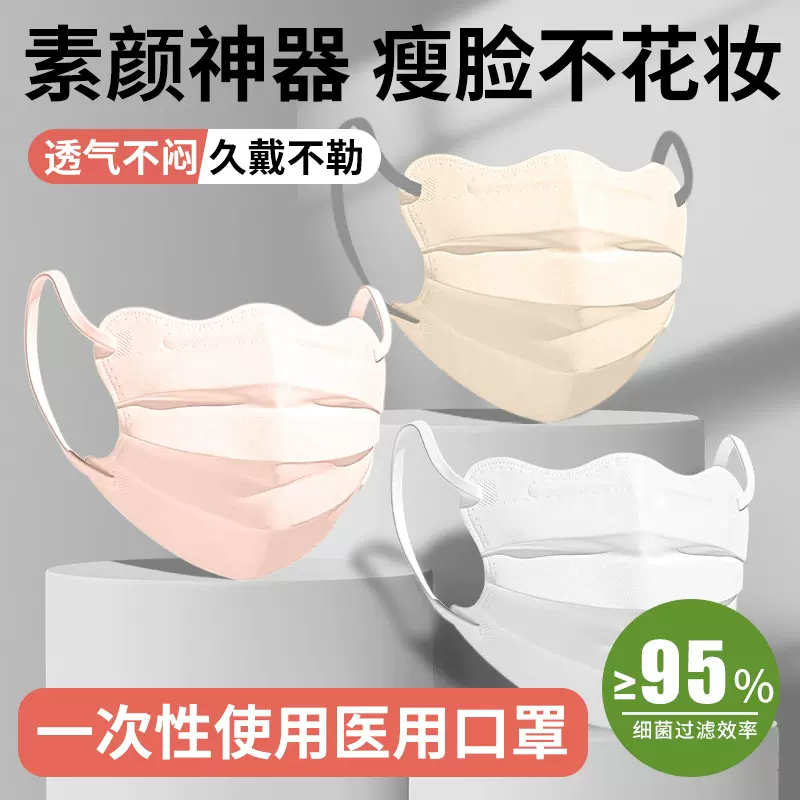 蝶形护眼角v型V脸美颜可爱一次性医用口罩蝴蝶形女显脸小现货批发