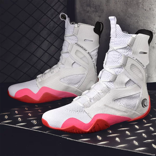 2026 New High-Top Boxing Shoes for Men, Professional Fighting Training Shoes, Breathable, Non-Slip, Wear-Resistant, Practical Sports Shoes