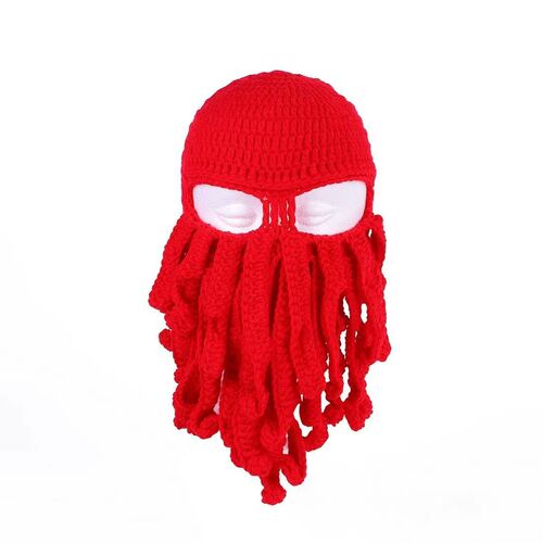 Cross-border woolen octopus hat funny party Halloween squid hat handmade warm windproof ski hat