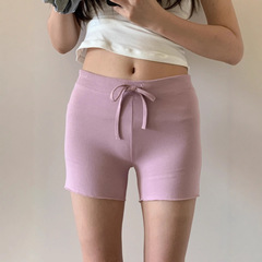 カーダシアン風コットン4方向ストレッチショートパンツ、万能でスリム、快適なコットンアミド素材、知的で可愛いショートパンツ